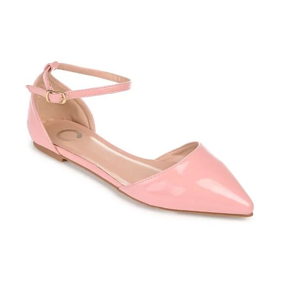 Journee Collection Women's Reba Ankle Strap Pointed Toe Flats, Pink , 8W - Picture 1 of 5